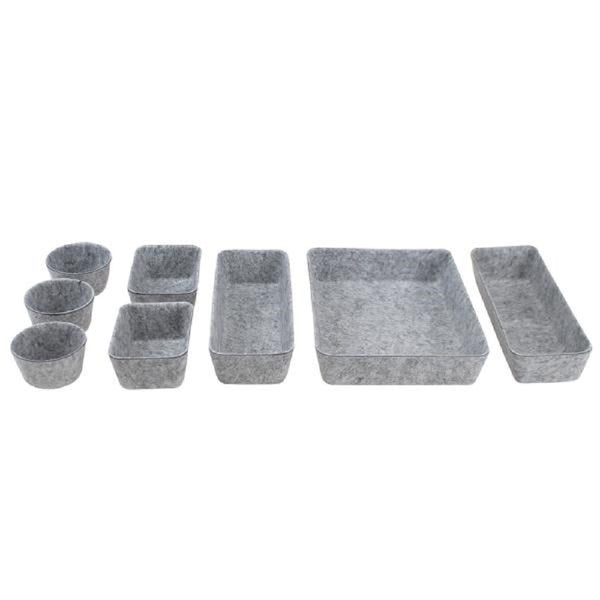 8pcs Stylish Light Grey Felt Storage Set