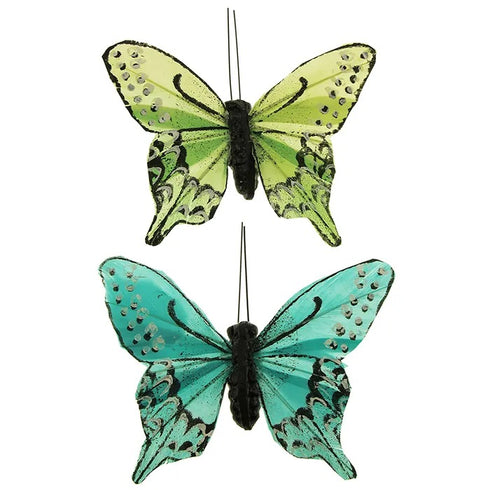 9.5cm x 7cm Blue & Green Feather Butterfly