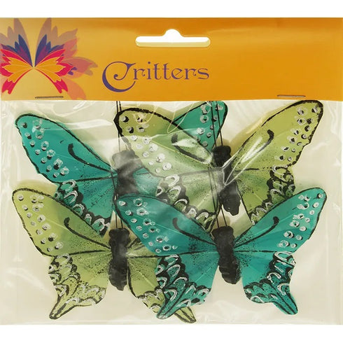 9.5cm x 7cm Blue & Green Feather Butterfly