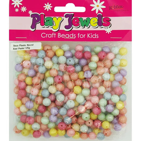 9mm Plastic Textured Round Shape Beads