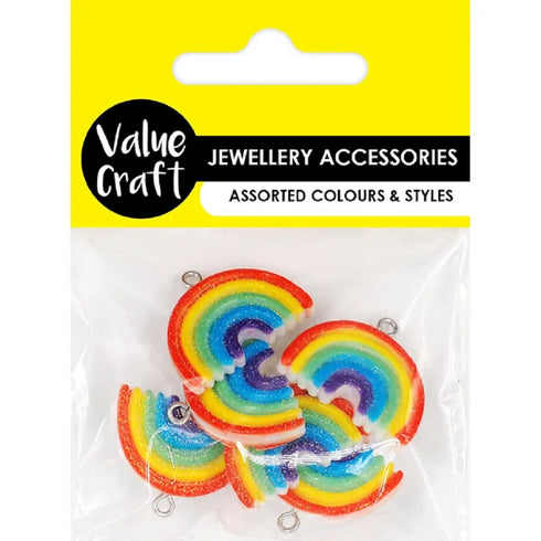 Acrylic Glitter Rainbow Shape Charms