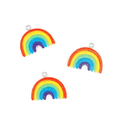 Acrylic Glitter Rainbow Shape Charms