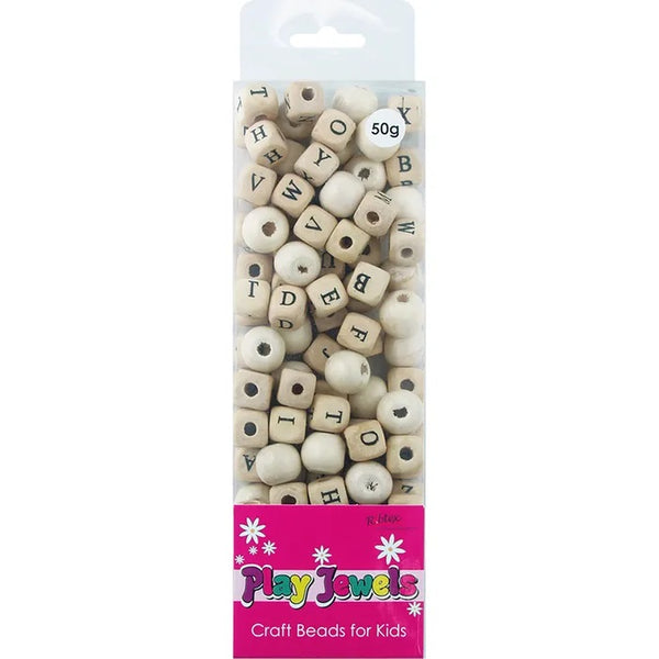 Alphabet & Round Blister Pack Wood Beads