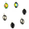 Assorted Black Colours Oval Rhinestone Pendant Charms