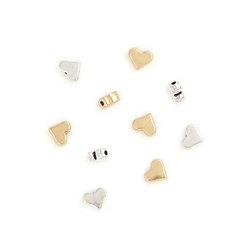 Assorted Colour Heart Charm Beads