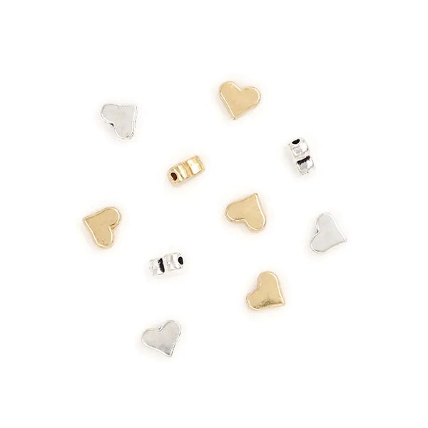 Assorted Colour Heart Charm Beads