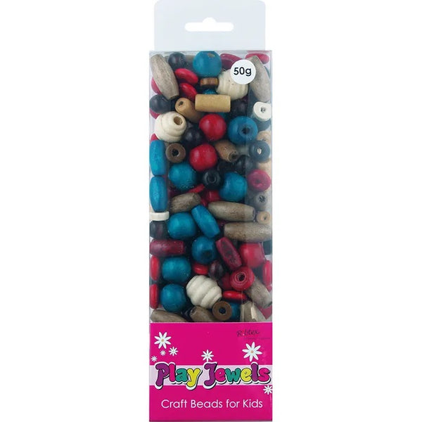 Assorted Colours Blister Pack Wood Beads