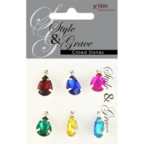 Assorted Colours Teardrop Rhinestone Pendant Charms
