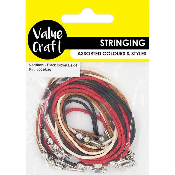 Assorted Colours Waxed Cord Necklace with Clasp