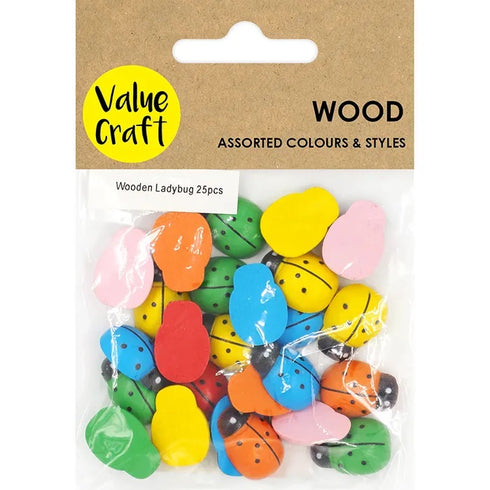 Assorted Colours Wooden Ladybugs Embellishment