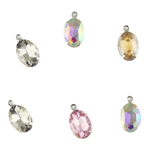 Assorted Crystal Colours Oval Rhinestone Pendant Charms