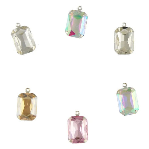 Assorted Crystal Colours Rectangle Rhinestone Pendant Charms