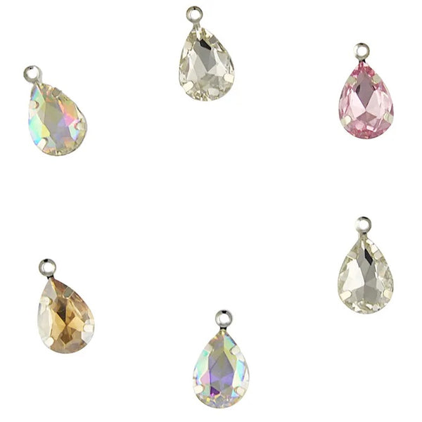 Assorted Crystal Colours Teardrop Rhinestone Pendant Charms