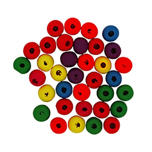 Assorted Fluoro Colours Round Wooden Beads