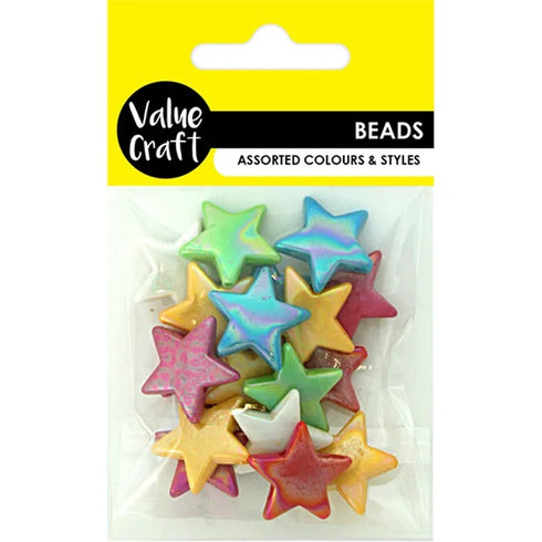 Assorted Iridescent Plastic Star Beads