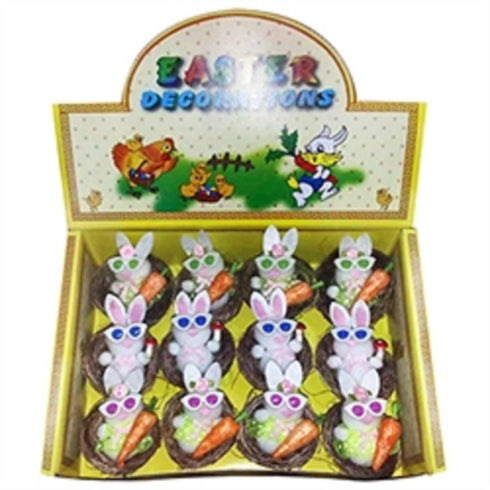 Assorted Rabbits in a Nest Easter Decoration