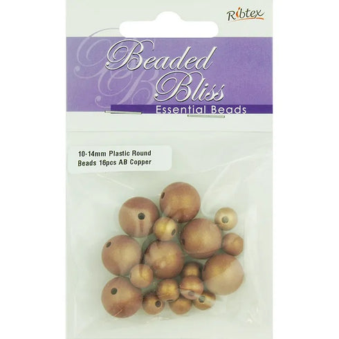 Assorted Sizes Plastic Round Beads (available in 6 colours)