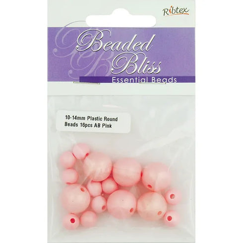 Assorted Sizes Plastic Round Beads (available in 6 colours)