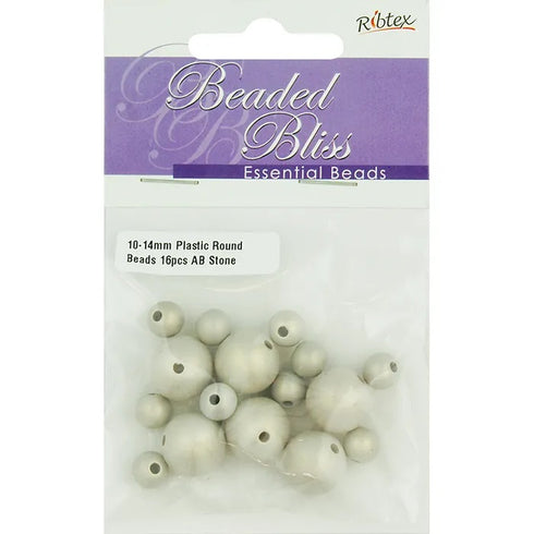 Assorted Sizes Plastic Round Beads (available in 6 colours)