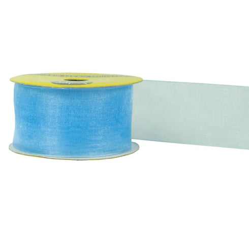 38mm Baby Blue Organza Woven Edge Ribbon