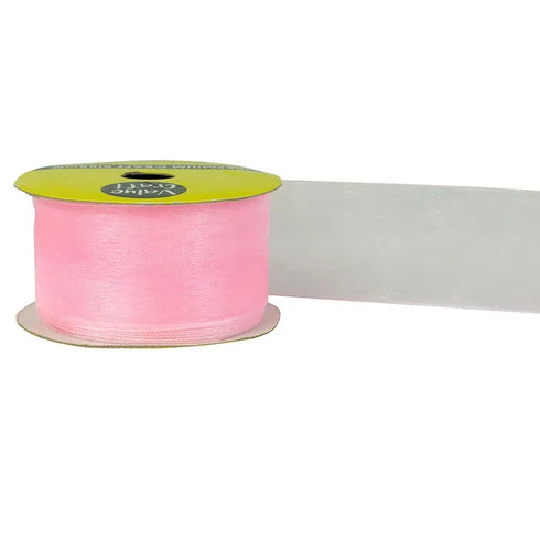 38mm Baby Pink Organza Woven Edge Ribbon