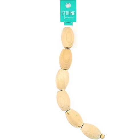 Barrell Shape Raw Wooden Strung Beads