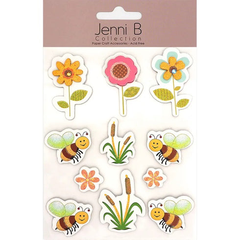 Bees & Flower 3D Sticker