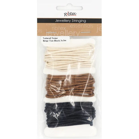 Beige, Tan & Black Twine Stringing Cords