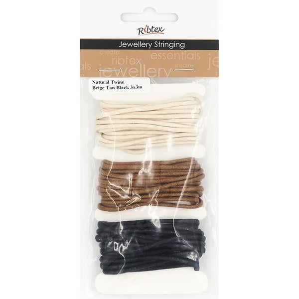 Beige, Tan & Black Twine Stringing Cords