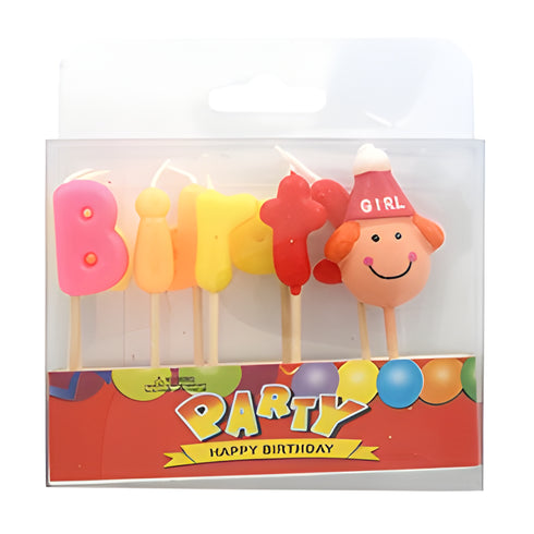 Assorted Colours Birthday & Girl Shape Candles