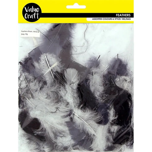 Black/White/Grey Craft Feathers
