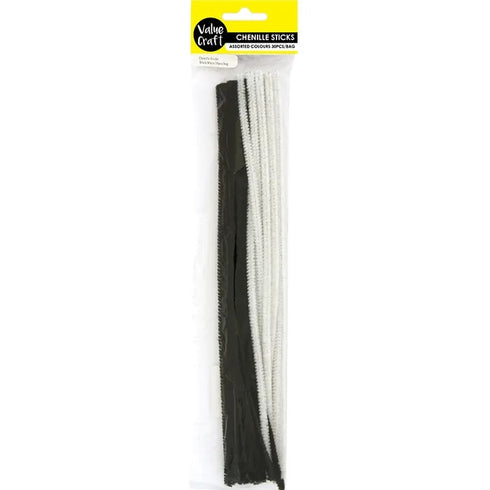 Black & White Craft Chenille Sticks