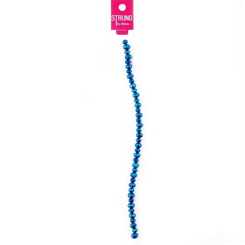 Blue Colour Crystal Squashed Facet Strung Beads