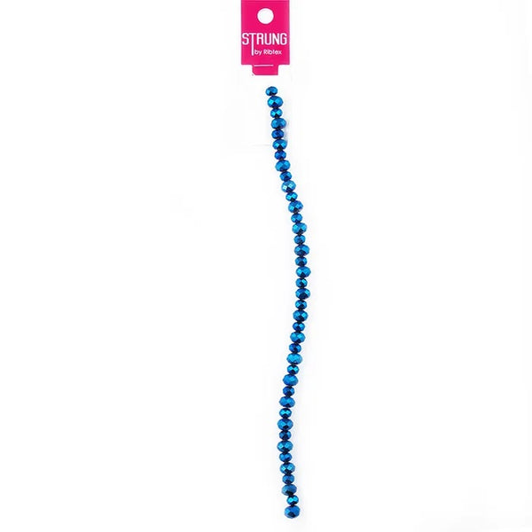 Blue Colour Crystal Squashed Facet Strung Beads