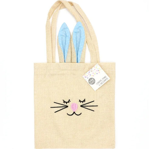 Blue Colour Easter Bunny Hessian Tote Bag