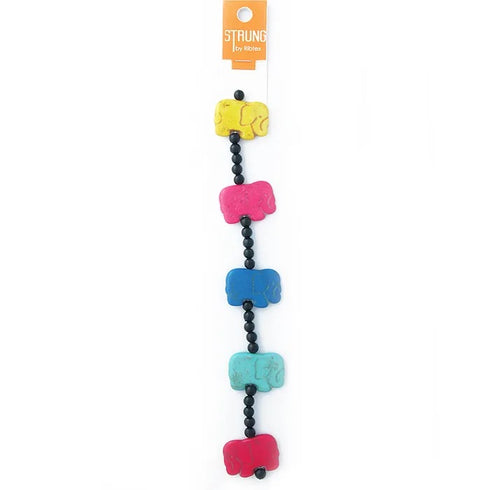 Bright Colours Stone Elephant Shape Strung Beads