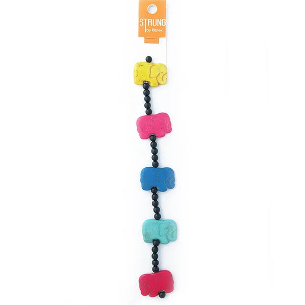 Bright Colours Stone Elephant Shape Strung Beads