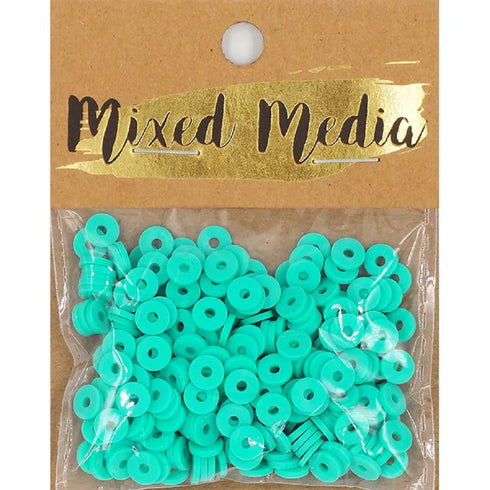 Bright Greeny Blue Poly Clay Heishi Beads