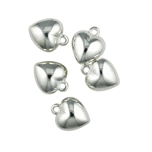 Bright Silver Colour Plastic Heart Charms