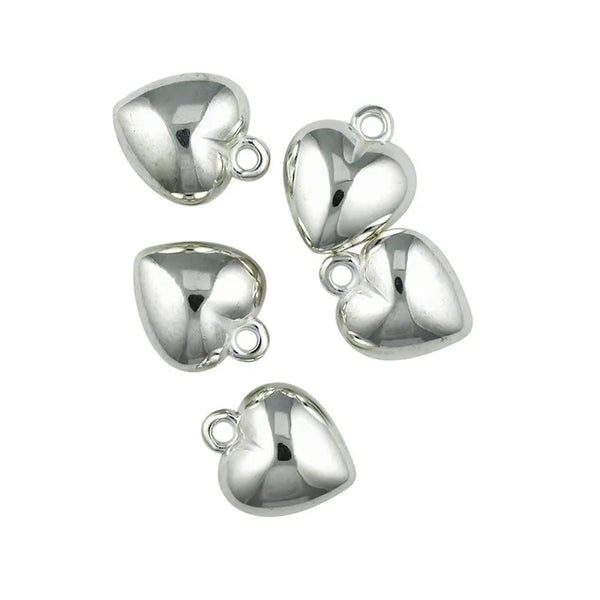 Bright Silver Colour Plastic Heart Charms