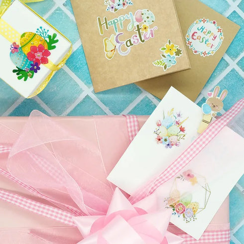 Foil Egg Baskets Shape Easter Stickers