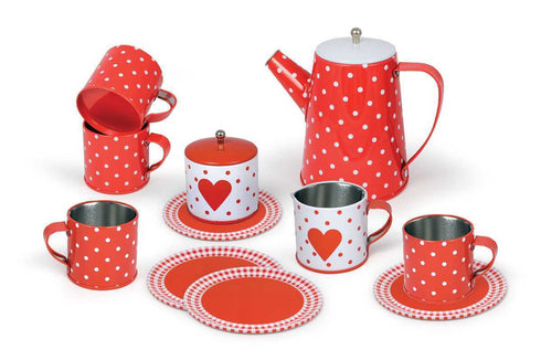 Tin Tea Set with Mugs - 13pcs