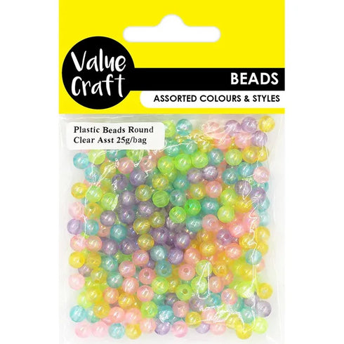 Clear Assorted AB Plastic Round Beads
