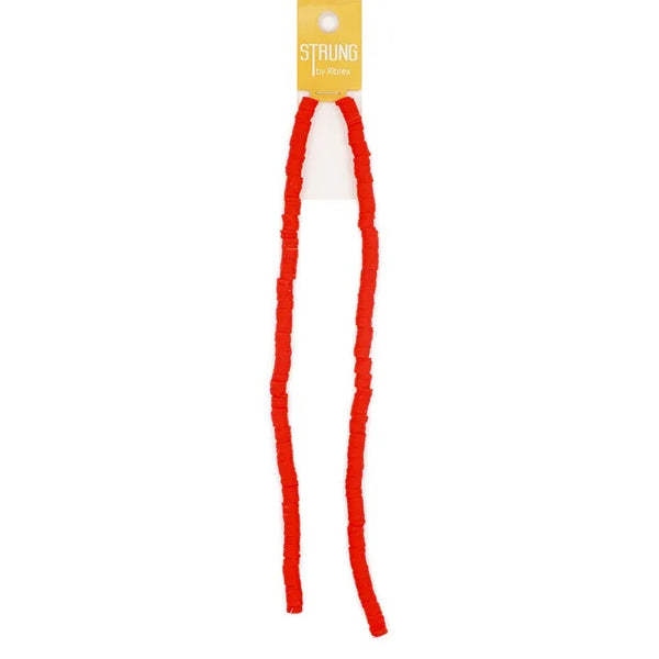 Coral Red Colour Poly Clay Heishi Strung Beads
