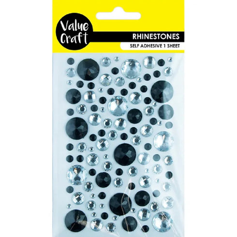 Craft Black & Silver Bubble Self-Adhesive Rhinestones