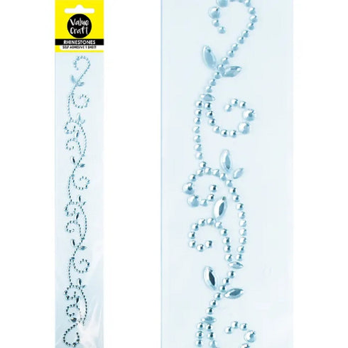Silver Craft Flourish Self Adhesive Rhinestones