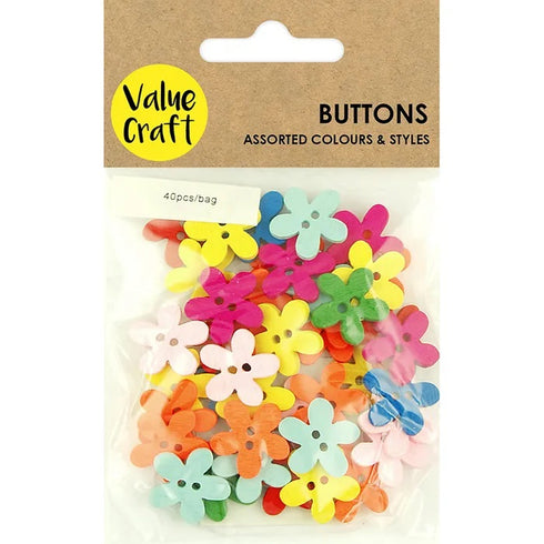 Craft Flower Wooden Buttons