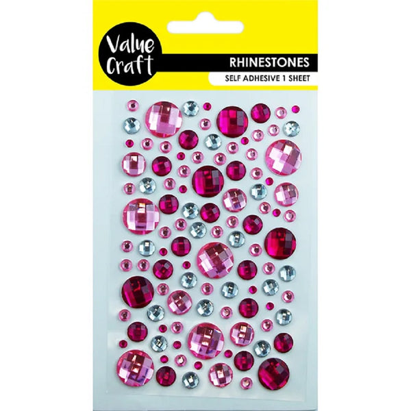Craft Pink & Silver Bubble Self-Adhesive Rhinestones