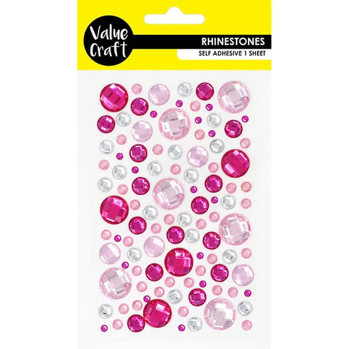 Craft Pink & Silver Bubble Self-Adhesive Rhinestones