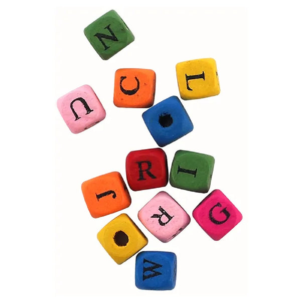 Craft Wooden Cube Alphabet Beads